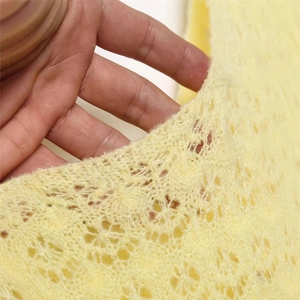 Women's yellow crochet knit dress with sexy hollow out lace pattern and breathable texture