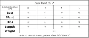 Tabella delle taglie dettagliata per abito in raso da donna con misure per XS, S, M e L