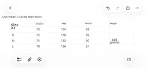 Detailed size chart for women's high waist midi skirt with waist and hip measurements