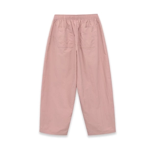 Pale pink high-elastic waist wide-leg pants with two back pockets and relaxed fit