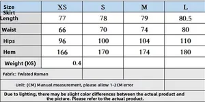Size chart for high waist midi skirt showing measurements in CM for XS to L sizes
