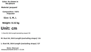 Detailed size guide and measurements for the summer off-shoulder burnout dress