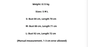 Size chart for lace halter dress showing S, M, L measurements and garment weight info