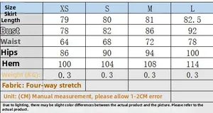 Size chart for off-shoulder polka dot mini dress with detailed measurements in centimeters
