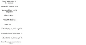 Detailed size chart and material information for the women's ruffle lace dress
