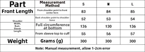 Detailed size chart for women metallic thread dress with chest and length measurements
