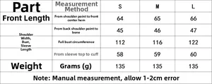 Tableau des tailles détaillé pour la chemise à imprimé métallique avec mesures S, M et L