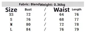 Size chart for slim-fit dress showing bust, waist, and length measurements in cm