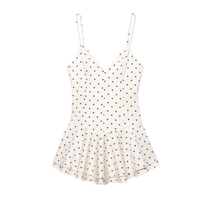 Women's Sexy Polka Dot Spaghetti Strap Mini Dress V-Neck Ruffle Hem Slim Fit Mesh Sleeveless Bodycon Short Dress