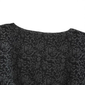 Women's vintage floral jacquard dress with metallic thread and classic round neckline