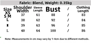 Detailed size chart for the slim fit dress featuring measurements from XS to L