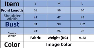 Tableau des tailles détaillé pour pull tricoté femme avec mesures de buste et longueur
