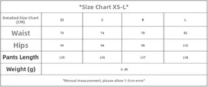 Detailed size guide table for women striped tank top and flare pants set in CM