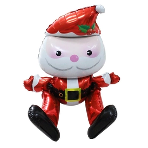 Detailed Santa Claus shaped foil balloon with vibrant red suit and holiday decorations