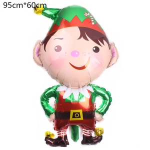 Detail of Christmas elf foil balloon 95cm*60cm with festive bells and striped socks