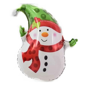 Festive snowman aluminum foil balloon with green polka dot hat for Christmas decor