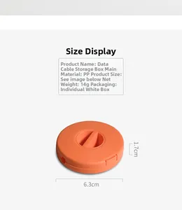 Vista macro del organizador de cables PP naranja con dimensiones de 6,3 cm de diámetro