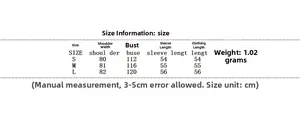 Size chart for women's PU leather jacket with shoulder bust sleeve and length dimensions