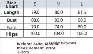 Detailed size chart for the summer sleeveless bodycon dress in S, M, and L sizes