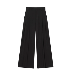 Chic high-waisted black wide-leg trousers with pleated front and tailored silhouette