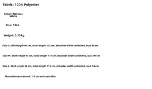 Size chart for off-white irregular hem summer dress showing measurements and material data