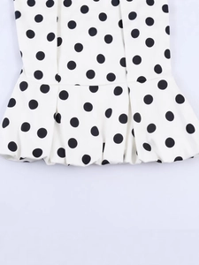 Summer women's polka dot peplum top with chic backless design and pleated details