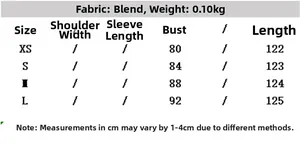Size chart for women slim fit dress with measurements for bust and length in cm