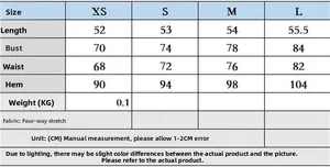 Size guide for women's backless camisole top showing measurements in CM for XS to L