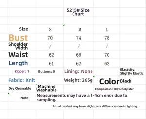 Size chart table for women black lace mini dress showing measurements for S, M, L sizes