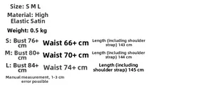 Size guide for slimming satin corset maxi dress including bust waist and length measurements