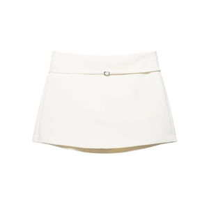 Western Style Fashion Casual Women White A-Line Skorts With Belt High Waist Solid Color Elegant Short Skirts Bottoms