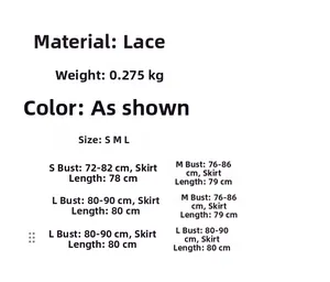 Size chart for lace floral mini dress with chest and length measurements in cm