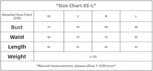 Guide des tailles pour haut à pois femme avec mesures buste taille et longueur XS-L