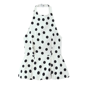 Haut licou à pois pour femme avec taille cintrée et style vintage élégant