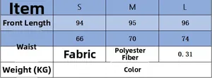 Size chart table for women's knit top and pants set showing measurements and fabric