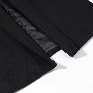 Gros plan sur la texture en laine et la doublure en soie d'un manteau d'hiver noir élégant