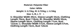 Detailed size chart for winter hooded jacket with measurements for S, M, and L sizes
