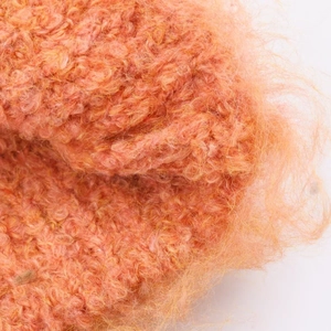 Chic V-neck sleeveless knit vest in warm coral orange with fluffy mohair texture