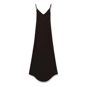 Slim fit black V-neck maxi dress with thin shoulder straps in a minimalist jersey design