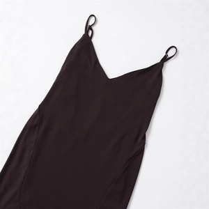 Elegant slim fit V-neck slip dress with adjustable straps and silky finish