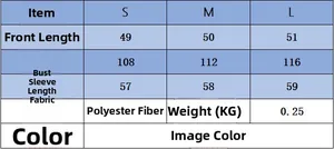 Detailed size chart for women sequin jacket with measurements in cm and fabric info