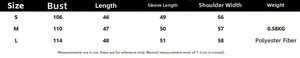 Size chart for women's knit sweater with bust, length, and sleeve dimensions in centimeters