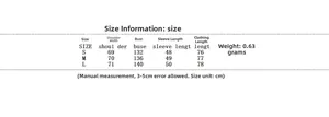 Detailed size chart for casual women's padded jacket with detachable fur collar
