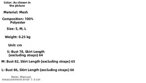 Tableau des tailles pour la robe en maille brodée dos nu avec mesures S, M, L en CM