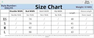 Size chart for bow strapless top showing bust and length in cm for XS to L sizes
