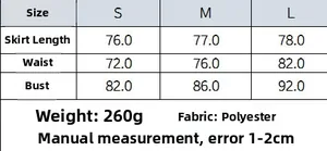 Detailed size chart for lace V-neck mini dress showing bust and waist measurements