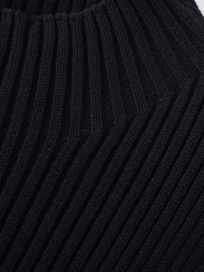 Gilet en maille côtelée bleu marine avec texture haute densité pour un style d'automne