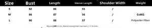 Detailed size guide for knitted dress showing measurements for S M and L sizes in centimeters