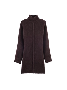 Women's High Neck Knitted Long Sleeve Solid Color Mini Dress Warm Plush Bodycon Straight Autumn Winter Fashion Short Dress