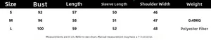 Detailed size guide table for women's knit sweater including bust and length in cm